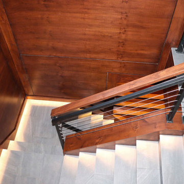 Wood Shelf Lined Staircase