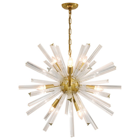 Stella Starburst Satin Brass Sputnik Chandelier, 30" Wide