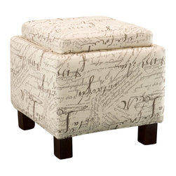 Script Flip-Top Storage Ottoman w/ Pillows - Footstools And Ottomans