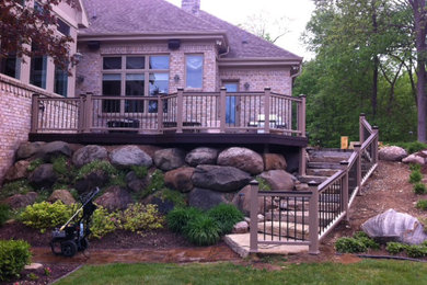 Rochester Hills Deck & Landscape Boulder Stairs and Railing