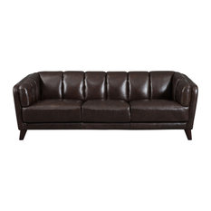 Frances Leather Craft Sofa, Dark Brown