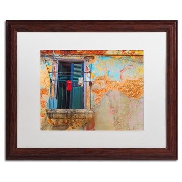 'Havana Balcony' Matted Framed Art, Wood Frame, White Matte, 20x16