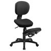 Mobile Ergonomic Kneeling Posture Task Office Chair With Back, Black Fabric