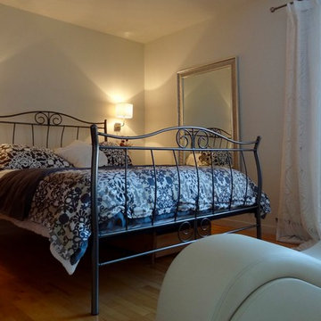 Home-made cherry panels bedroom with secret passage