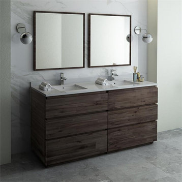 Fresca Formosa 72" Double Sinks Bathroom Vanity with Mirrors in Brown