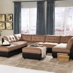 Coaster 551001 Claude Brown Contemporary Two Tone Sectional Sofa - Living Room Furniture Sets