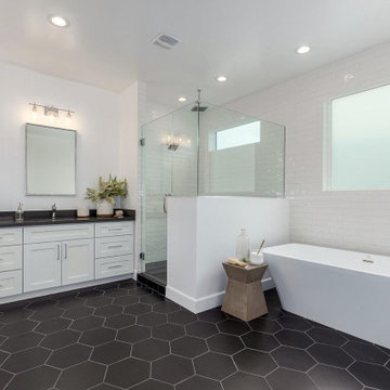 All-Over Honeycomb Tile Bathroom Remodeling in Newport Beach, CA