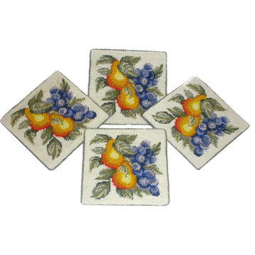 Pears and Grapes Coasters, Set of 4