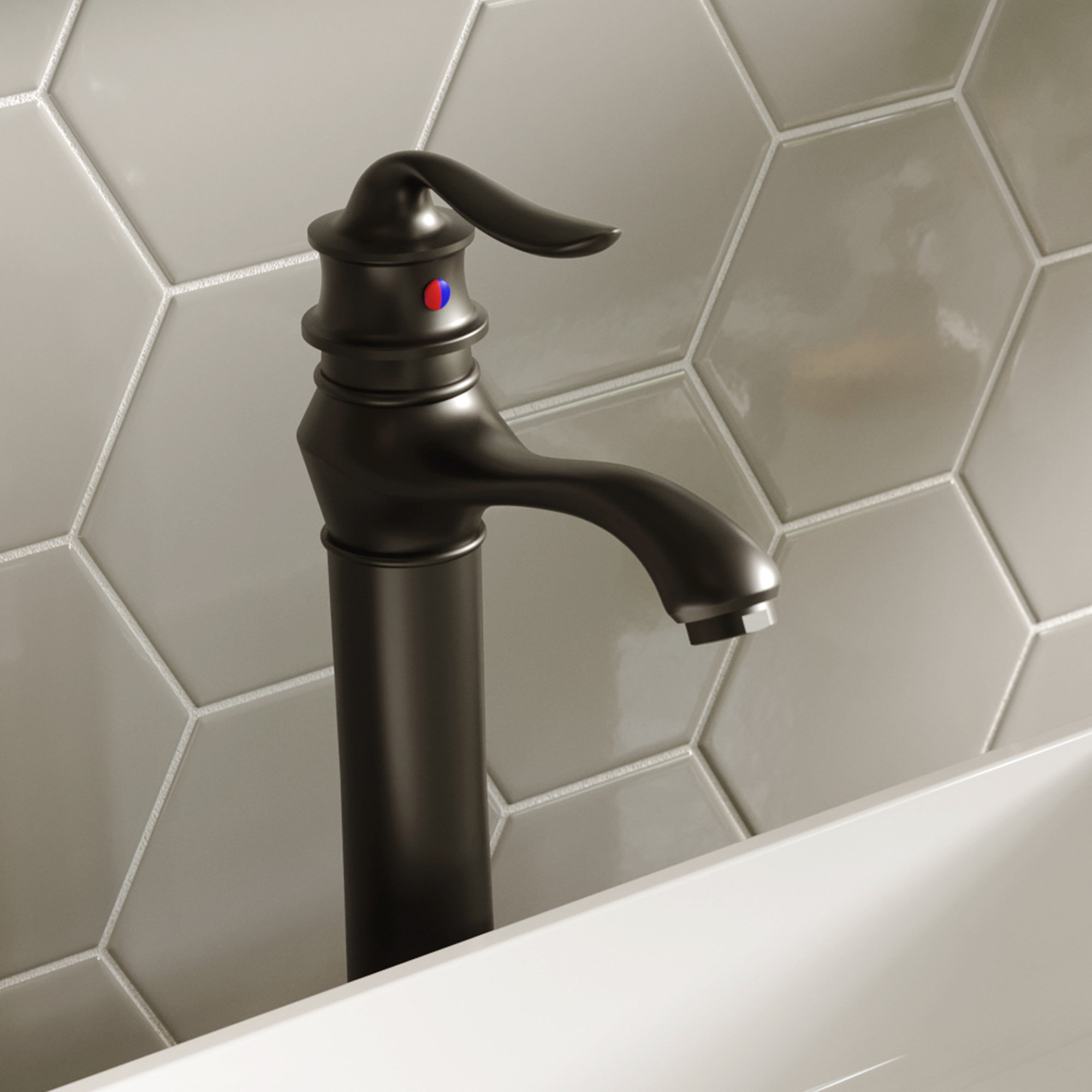 Karran KBF432 1-Hole 1-Handle Vessel Faucet With Pop-up Drain, Matte Black