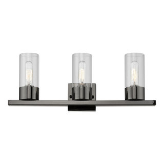 Carson 3 Light Black Chrome Vanity Sconce - Transitional - Bathroom ...