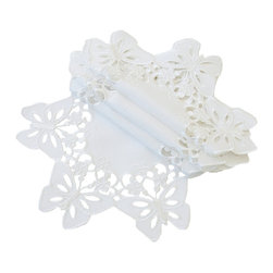 Xia Home Fashions - Primavera Embroidered Cutwork Spring Doilies, Set of 4 - Placemats