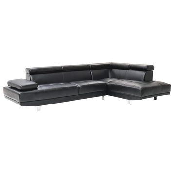 Milan Sectional, Black Faux Leather