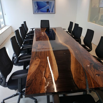 Live Edge Conference Table - Oxidized Maple with Epoxy Resin and Crystals