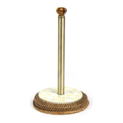 Parchment Check Enamel Paper Towel Holder | MacKenzie-Childs - Paper Towel Holders