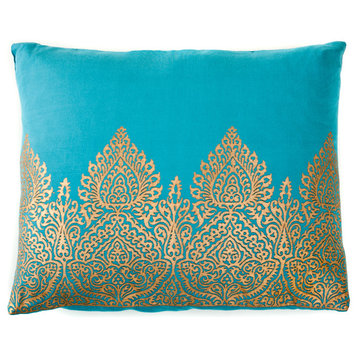 Trendsage Mughal Teal Cotton Pillow
