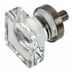 GlideRite Hardware - Hardware 1" Square Glass Cabinet Knob, Brushed Black Nickel - Cabinet And Drawer Knobs