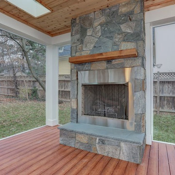 Modern Craftsman Custom Home Sunroom Fireplace