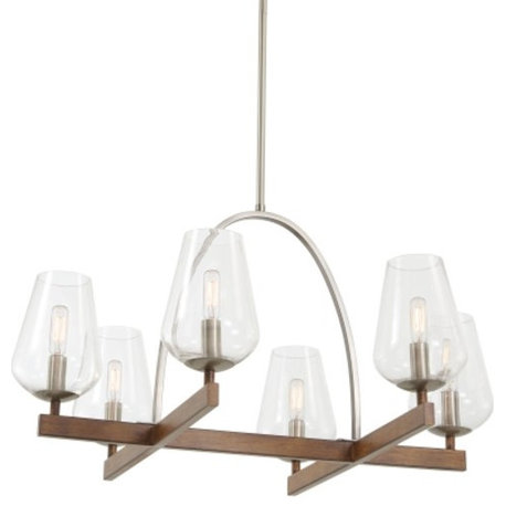 Minka Lavery 1066 Birnamwood 6 Light 28"W Chandelier - Koa Wood / Pewter