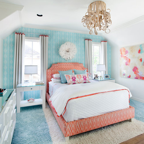 Coral Aqua Bedroom Design Ideas, Remodels & Photos Houzz
