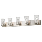 Livex Lighting - Cityview 5 Light Brushed Nickel Extra Large Vanity Sconce - Brighten up your bathroom vanity with the sleek look of the Cityview five light vanity sconce. The tapered clear glass shades and the brushed nickel finish make a perfect match.