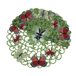 Xia Home Fashions - Butterflies 12" Round Doily, Set of 4 - Placemats