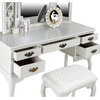Wooden Vanity Set With Stool, White