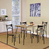 Industrial Style 5-Piece Dining Table Set, Brown and Black