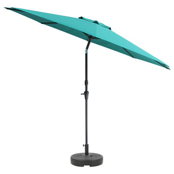 CorLiving 10 Foot Wind Resistant Patio Umbrella with Base, Turquoise