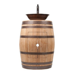Premier - Wine Barrel Vanity Package with 17" Oval Wired Rim Vessel Sink and Vessel Fil... - Bathroom Vanities And Sink Consoles