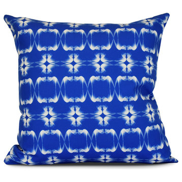 Summer Picnic, Geometric Print Outdoor Pillow, Blue, 20"x20"