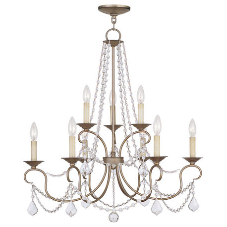 Pennington Chandelier, Hand-Painted Antique Silver Leaf