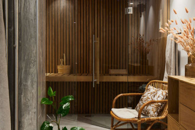 Moderne badeværelse med integreret sauna