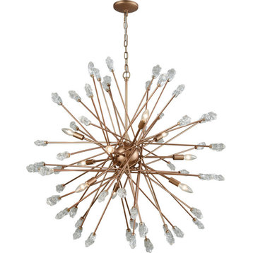 Serendipity 9 Light Chandelier in Matte Gold with Clear Bubble Glass