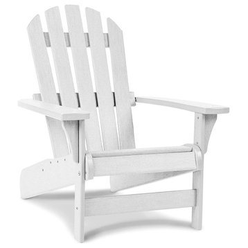 Comfortable Adirondack Chair, Resin Frame With Square Seat and Back, White