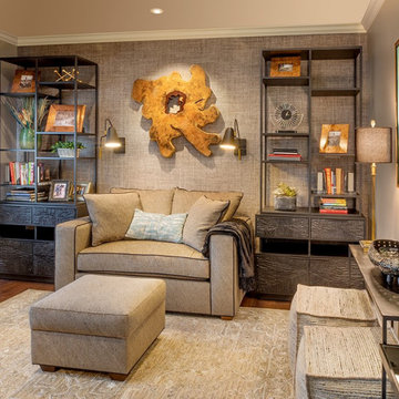 Custom Loveseat and Flanking Bookshelves