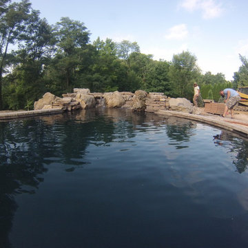 Natural Stone Waterfall in Swimming Pool