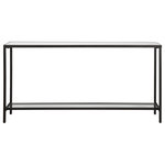 Uttermost - Uttermost Hayley Black Console Table - Classic And Minimalistic, This Narrow Console Table In Steel Is Finished With A Streamlined Rustic Black, Inset With A Beveled Mirrored Top, And Gallery Shelf In Clear Glass.