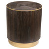 Darcy Wooden Side Table With Gold Paint Base, Round