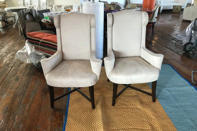 Transitional Neutral Highback Chairs - A Pair