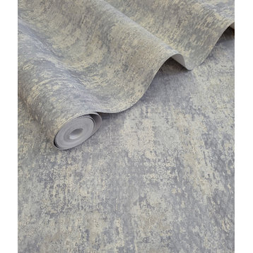 Scratched Concrete Textured Non Woven Wallpaper, Blue, Double Roll