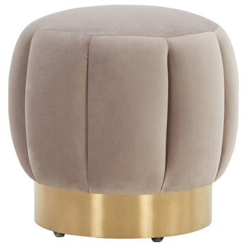 Safavieh Couture Maxine Channel Tufted Otttoman, Pale Taupe
