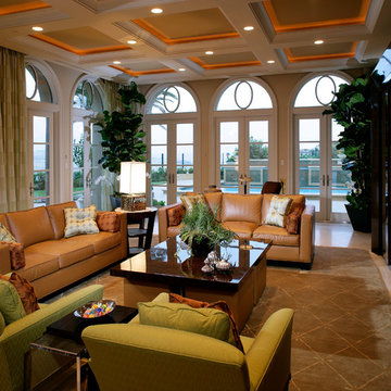Warm Transitional Media Room