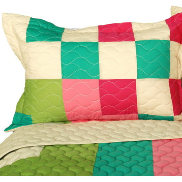 Moments 3PC Vermicelli - Quilted Patchwork Quilt Set (Full/Queen Size)