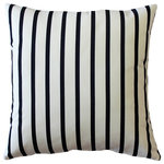 Pillow Decor Ltd. - Pillow Decor, Sunbrella Lido Indigo Stripes Outdoor Pillow, 20"x20" - Crisp half inch vertical indigo blue stripes on a white background make