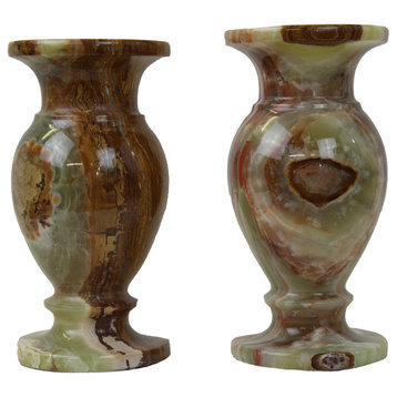 Natural Geo Decorative Handcrafted 6" Onyx Vase, Set of 2