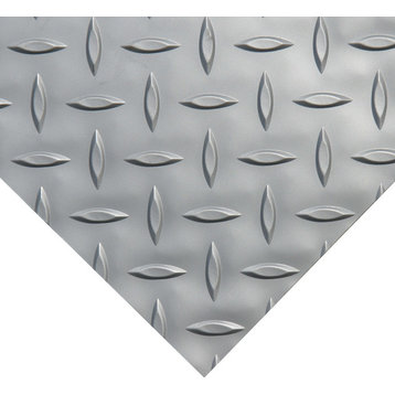 Rubber-Cal "Diamond-Plate Metallic" PVC Flooring - 2.5 mm x 4 ft x 4 ft - Silver