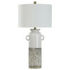 Cynder Grey Table Lamp -White Rustic Sandy Base With Petite Handles
