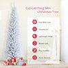 Costway 7ft Unlit Artificial Slim Christmas Pencil Tree w/ Metal Stand White