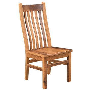 Rockland Rustic Reclaimed Barnwood Chair, Amish Handcrafted, Oak Wood, Side Chai