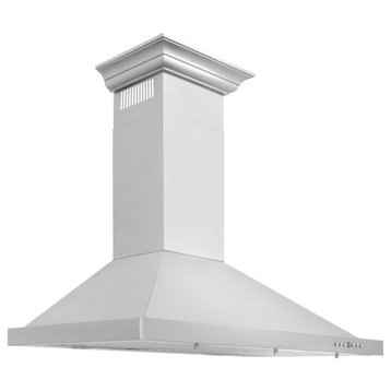 ZLINE 42, Wall Mount Range Hood, Stainless Steel With Crown Molding KBCRN-42